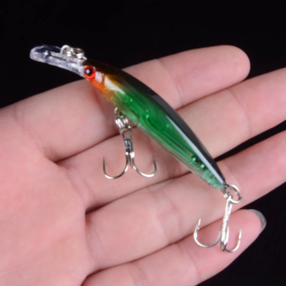 3.9g/7cm Fishing Lures Minnow Hard Wobblers Crankbait 3D Eyes Gold-plated Plastic Laser Reflective Baits Summer Fishing