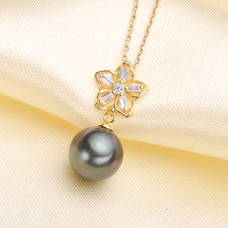 

Flower Design S925 Sterling Silver Pearl Pendant Holder Handmade Pendant Components Silver&Gold Color 3Pieces/Lot