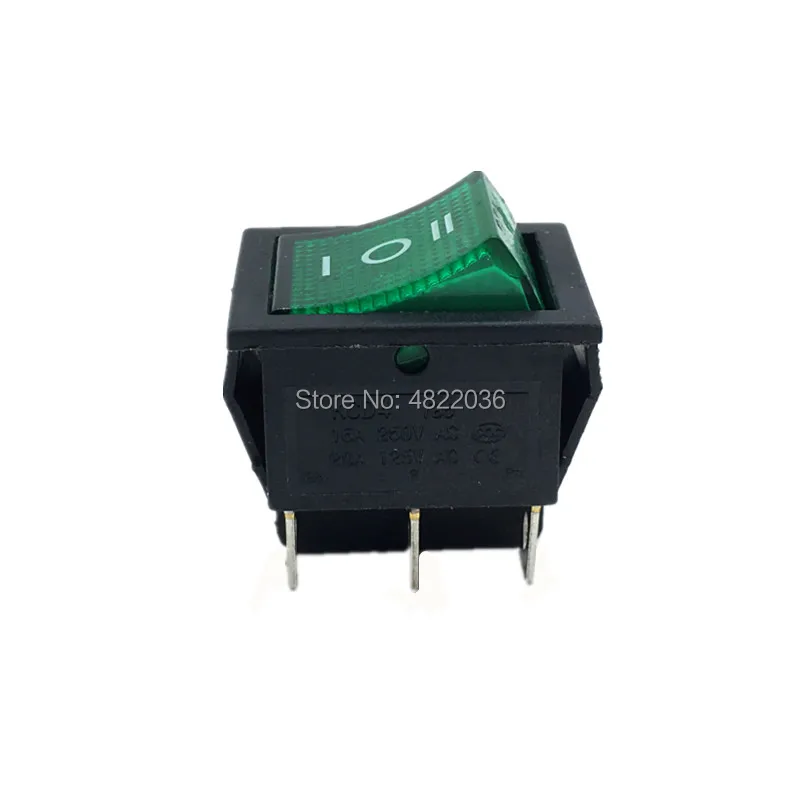 1PC Rocker Switch KCD4 Latching/Self Reset Power Switch With Light 6 Pins 3 Position ON OFF ON 16A 250VAC 20A 125VAC