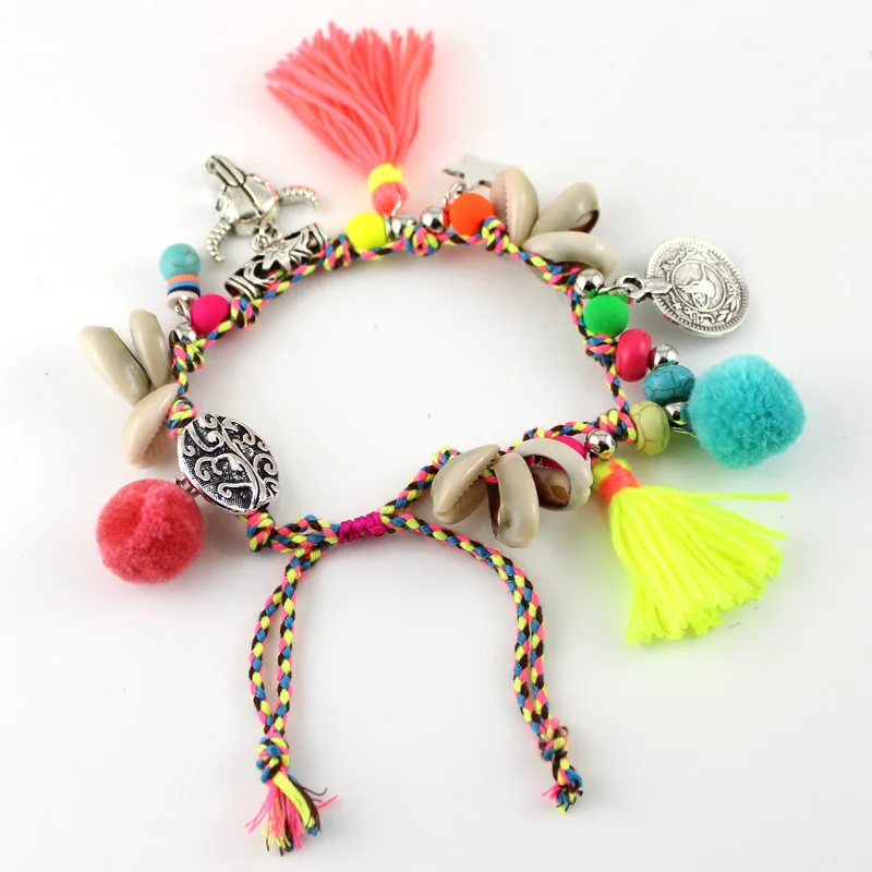 Bohemian Accessories Jewelry Tourism Summer Beach Barefoot Sandals Bracelet Female Ankle strap Shell Handmade Tassel