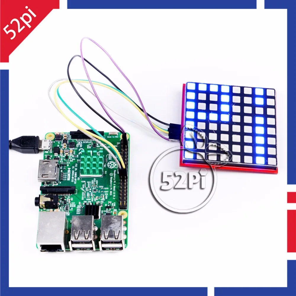 

52Pi RGB LED Matrix Module with 74HC595 Chip Support SPI Protocol LED Display Expansion Board for Raspberry Pi 3 / Arduino/STM32