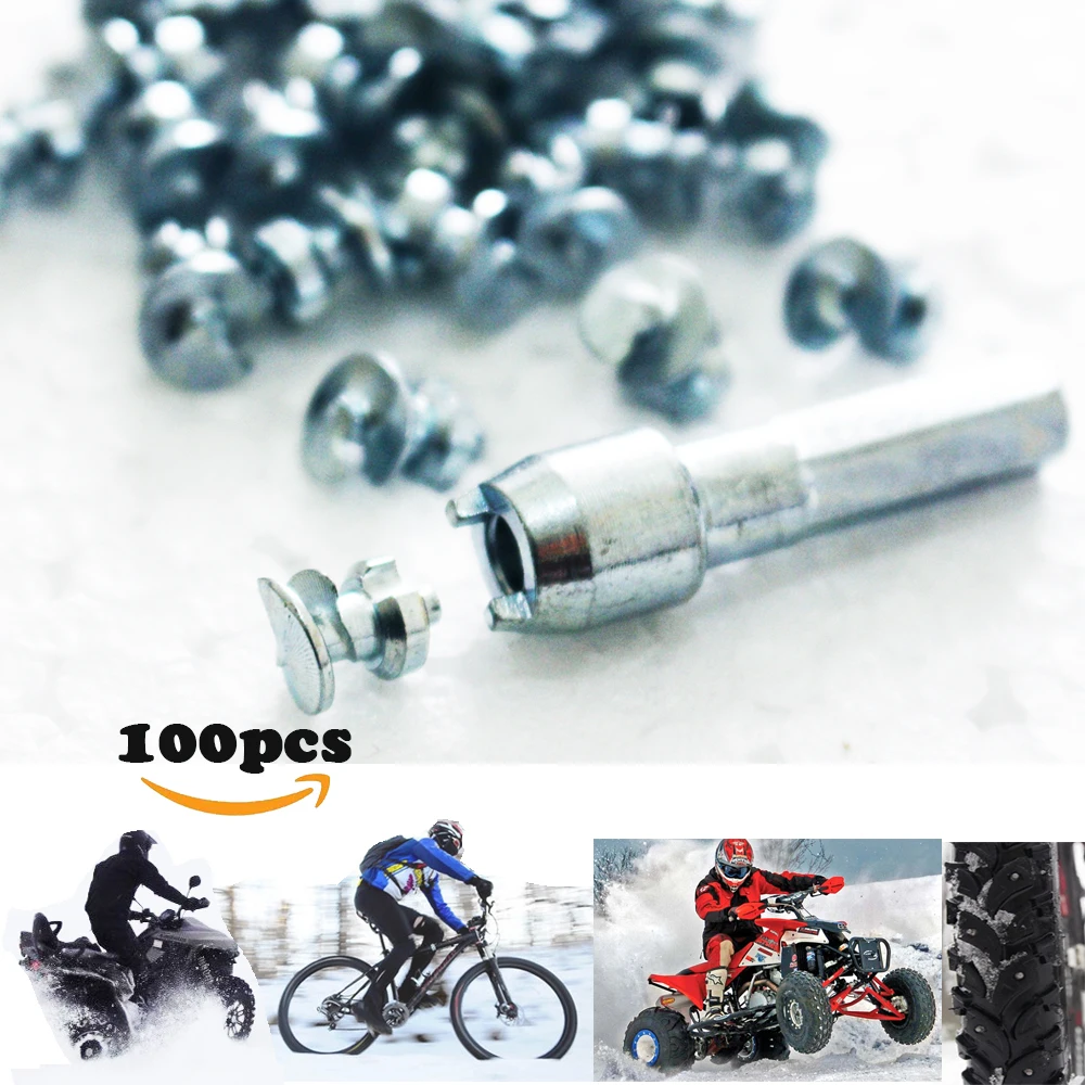 100pcs Spikes Tyre for Bicycle Shoes Boots Motorbik car snow studs for fatbike Screw in Tire Stud Tips Durable Renkaan Piikkeja