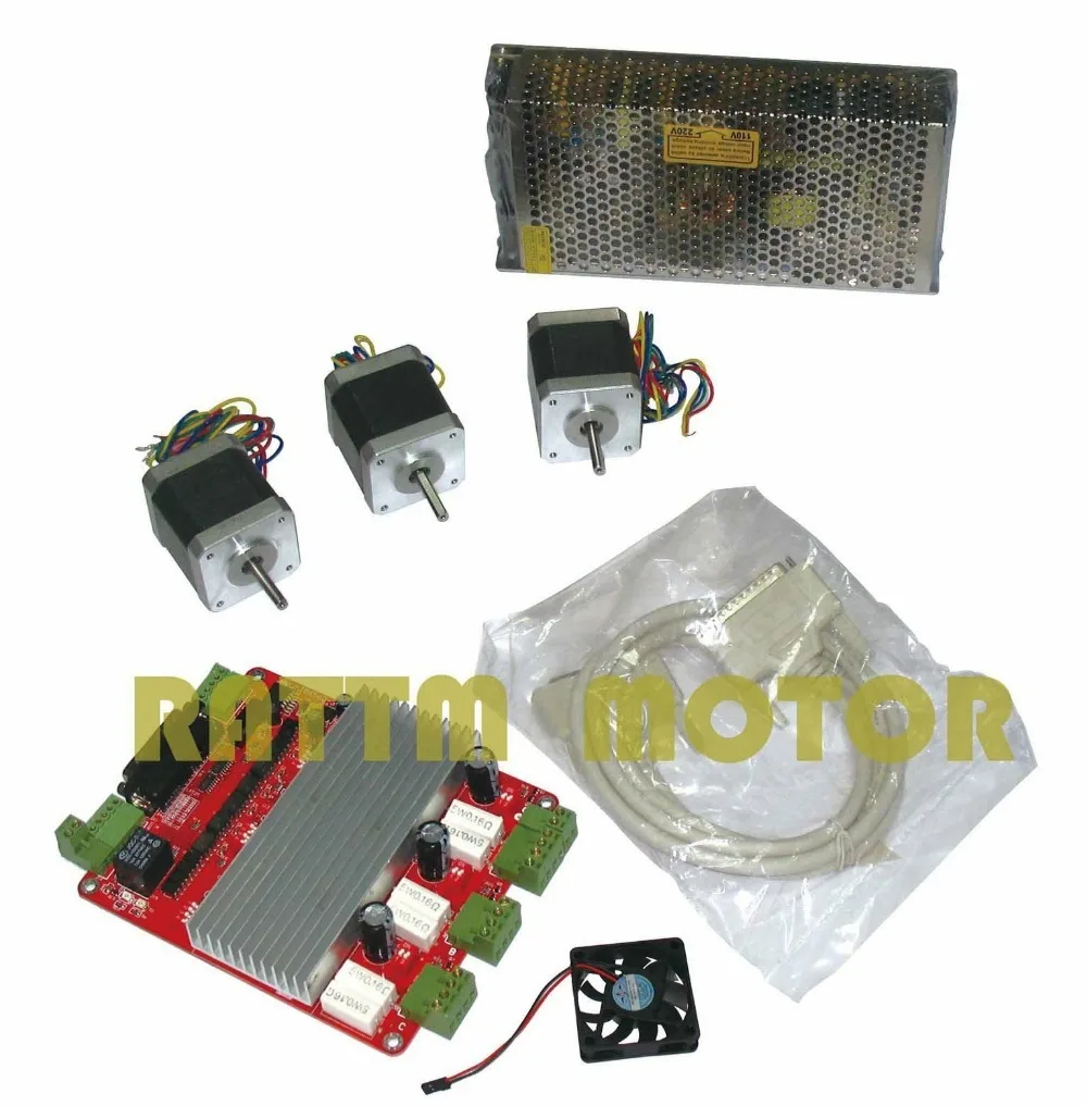 

3 axis CNC stepper kit 3pcs NEMA17 78oz-in stepper motor 4 Leads + 3 axis TB6560 CNC driver interface board for CNC Router