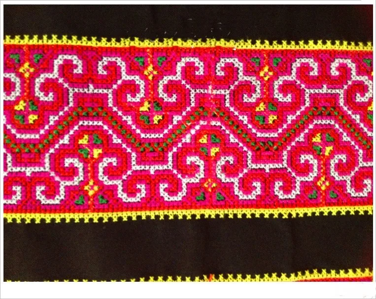 miao hmong embroidery crochet cotton fabric lace trim 10cm dress collar ribbon tape webbing ethnic tribal india boho gypsy DIY