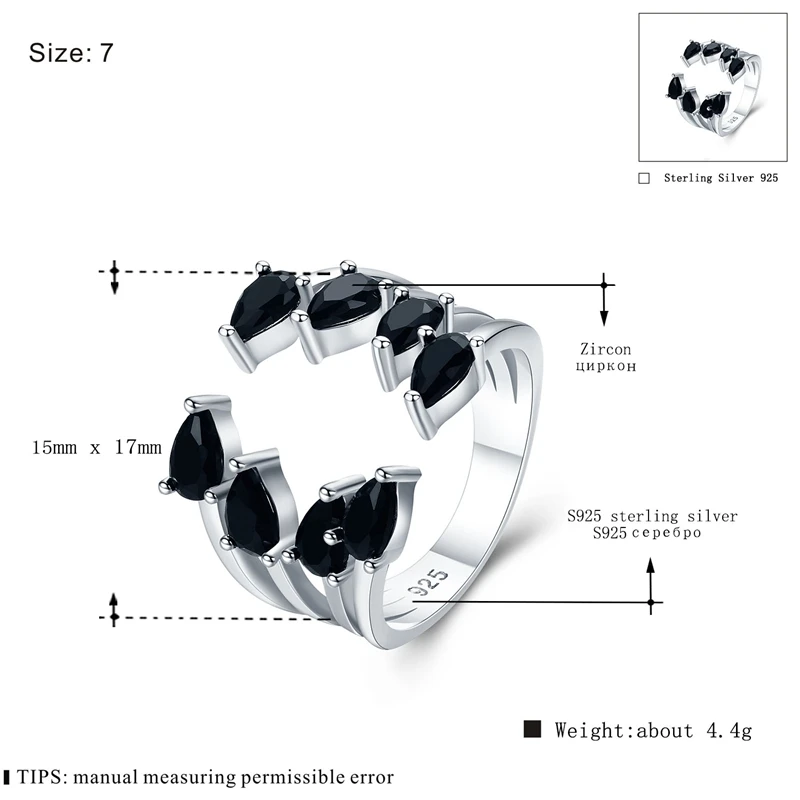 Bague de mariage en spinelle noire en argent regardé 2024 pour femme, bijoux fins, fiançailles, romantique, nouveau, 925, G043