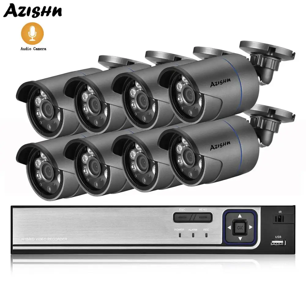 

AZISHN 8CH 4MP POE NVR CCTV Security System Face Detection HD Outdoor Audio Record IP Camera P2P Home Surveillance Kit System