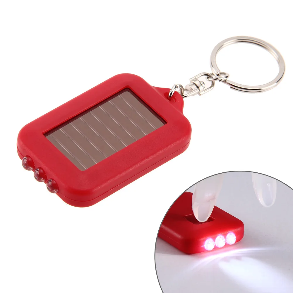 Solar Panel Electric Torch Key Chain Multi Tool Solar Energy Light 3 LED With Key Chain MiniLED LightingOutdoor Tools