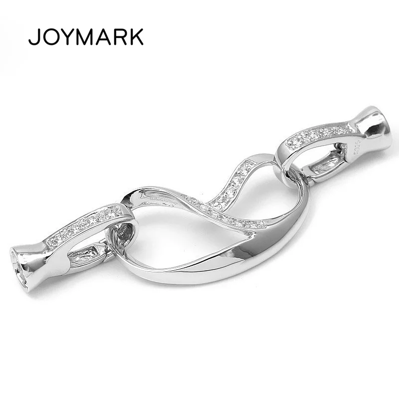 

JOYMARK Music Symbol 925 Sterling Silver Zircon Pave Connector Clasps With End Caps For DIY Pearl Gemstone Necklace SC-CZ130