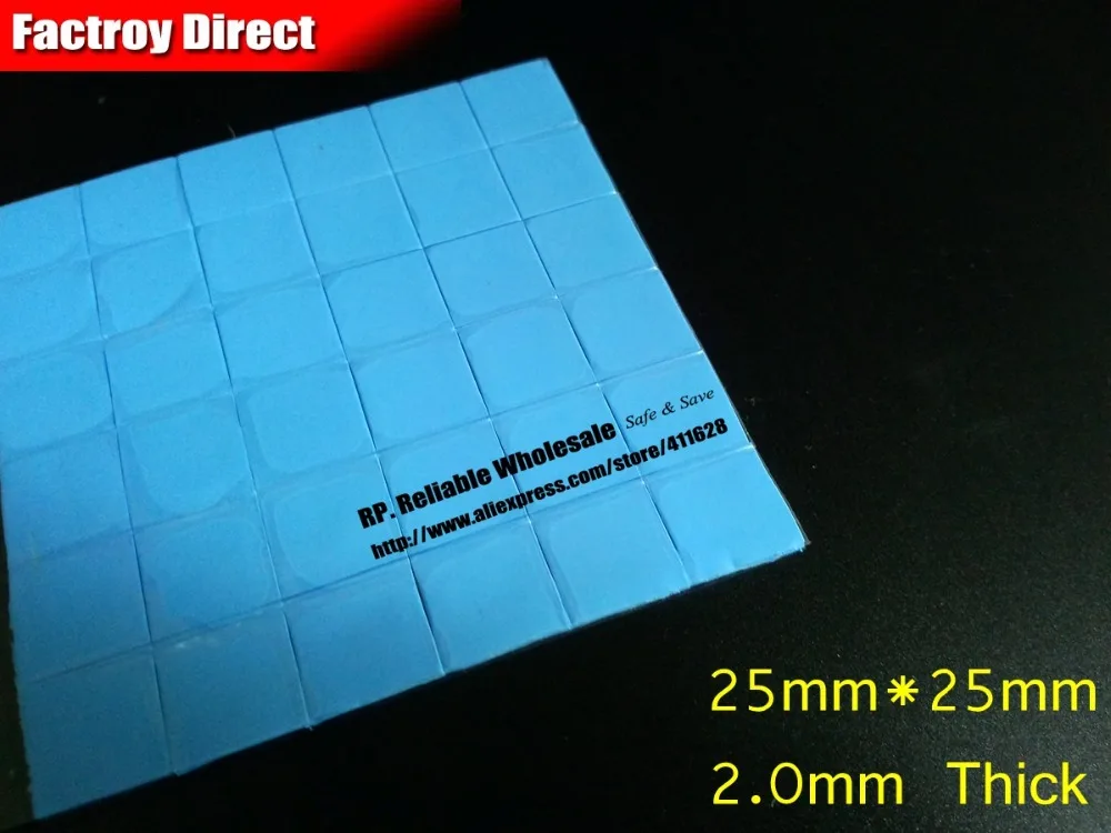 Wholesale! 600x 2.5cm*2.5cm*2.0mm Thickness GPU Thermal Transfer Heatsink Silicone Pad for Many Brands Notebook Repair Test