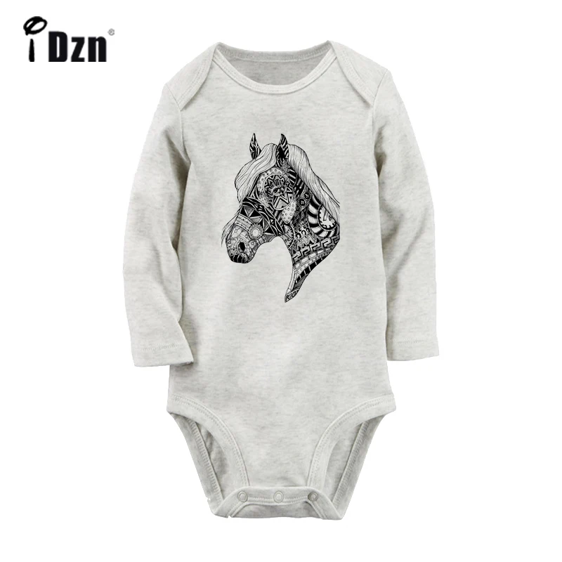 

Cool Ornate Horse Head VTG Sketching Rainbow Death Ray Design Newborn Baby Bodysuit Toddler Onsies Jumpsuit Cotton Clothes