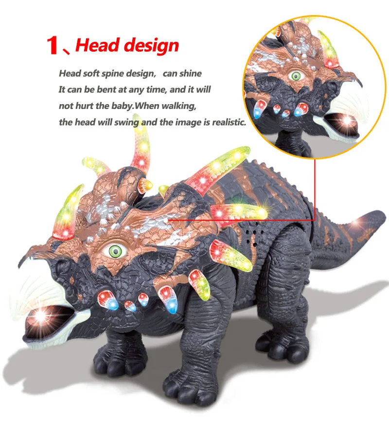 Electric trigonometric dinosaur toy lights Can walk with light and the sound simulation called  toy Tyrannosaurus Christmas gift