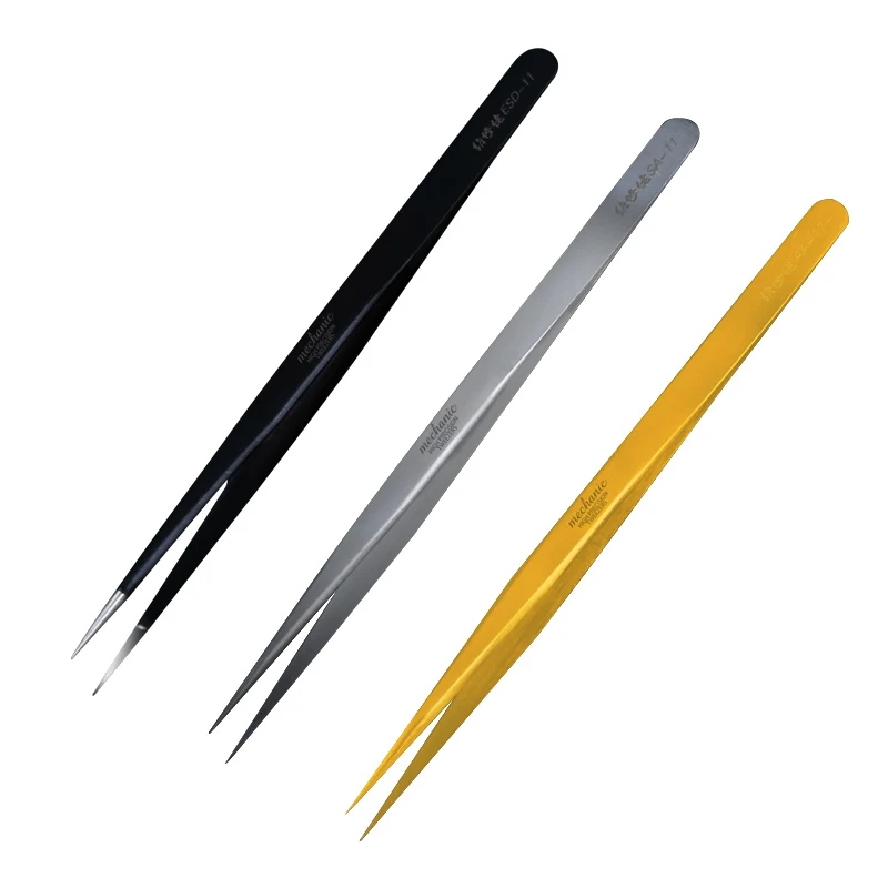MECHANIC Precision Tweezers Anti Static High Toughness Durable SMD PCB BGA Tweezers for Phone Motherboard Repair Tool