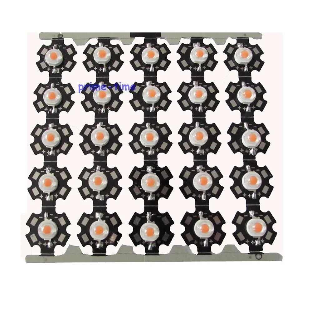 

50pcs 3W Full Spectrum 400nm-840nm Plant Grow Light LED Chip 45mil Plant Lights Broad Spectrum Light Source with 20MM PCB