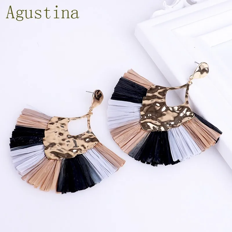 2019 Rattan Earrings For Women Tassel Boho Earings Fringe Bohemian Fashion Jewelry Dangle Big Drop Earring  African Long Vintage