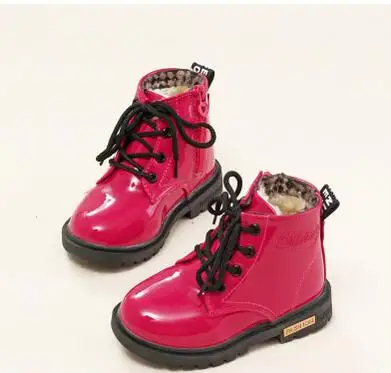 Children shoes boys girls Candy Color patent leather boots kids boots children girls boys Motorcycle boots size 21-35