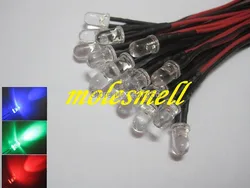 Juego de luces LED parpadeantes, 25 piezas, 5mm, 24v, rojo/azul/verde, precableado, 5mm, 24V, DC, rgb