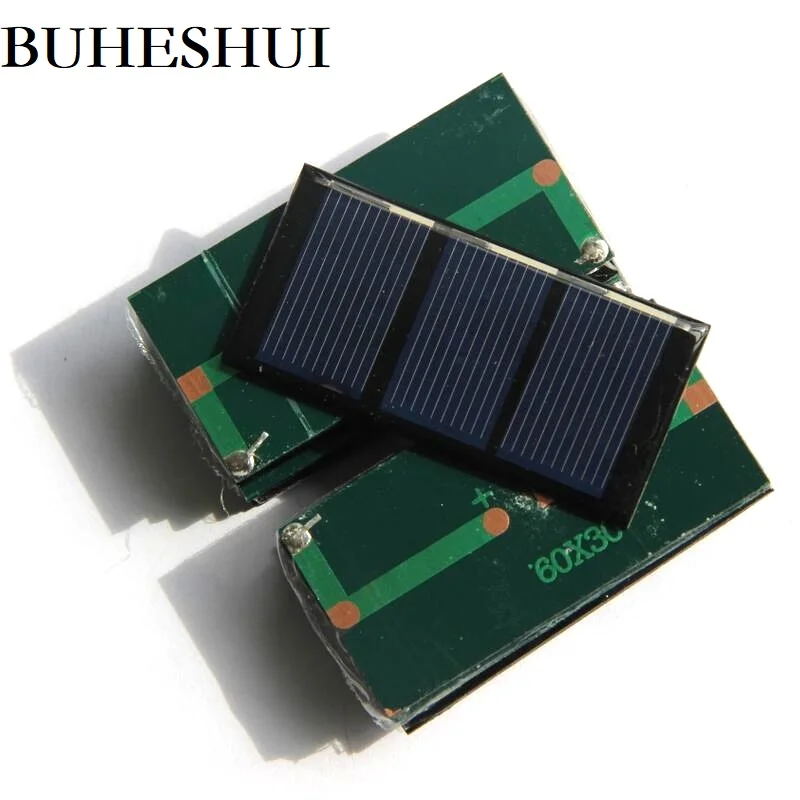 BUHESHUI Epoxy 0.2W 1.5V Mini Solar Cell Polycrystalline DIY Solar Panel Charger For 1.2V Battery Light Toy Study 30*60MM 100pcs