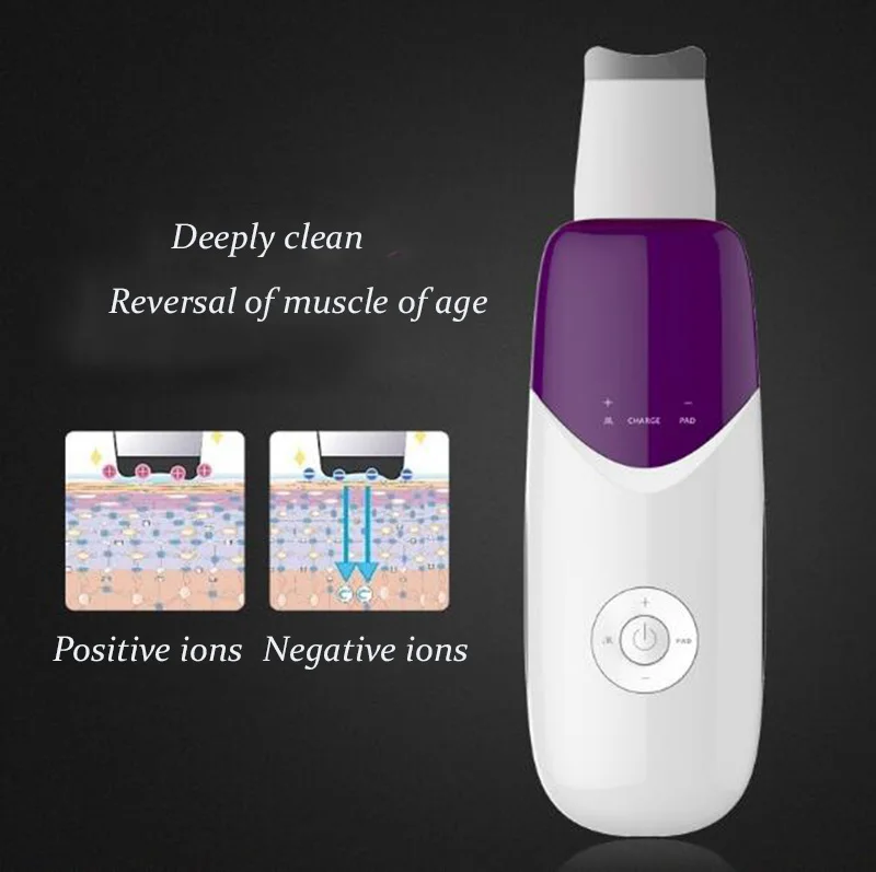 Thuisgebruik Oplaadbare Ultrasone Galvanische Ion Huid Reinigen Huid Scrubber Peeling Facial Cleaner Massager Gezicht Schoonheid D292