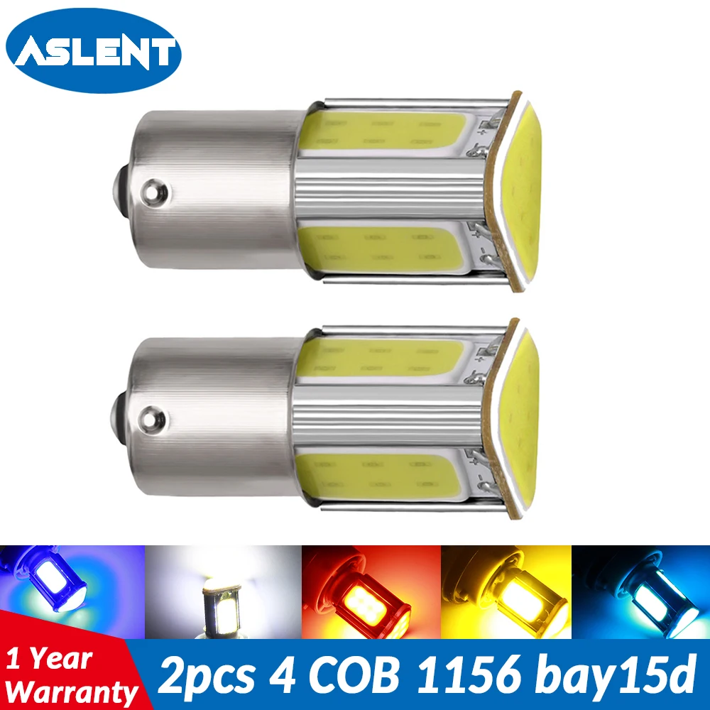 

ASLENT 2x 1156 Ba15S P21W 1157 BAY15D P21/5W Wedge 4 cob Led Car Light White Brake Reversing Bulb Turn signal DRL Tail Lamp 12V