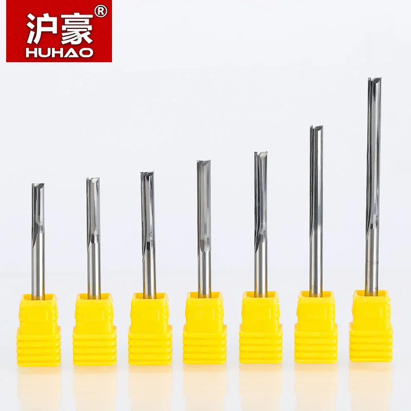 Huhao 5 Stks/partij 4Mm/6Mm Shank 2 Fluit Rechte Frees Straight Slot Frees Graveren Bit carbide Cnc Router Bit