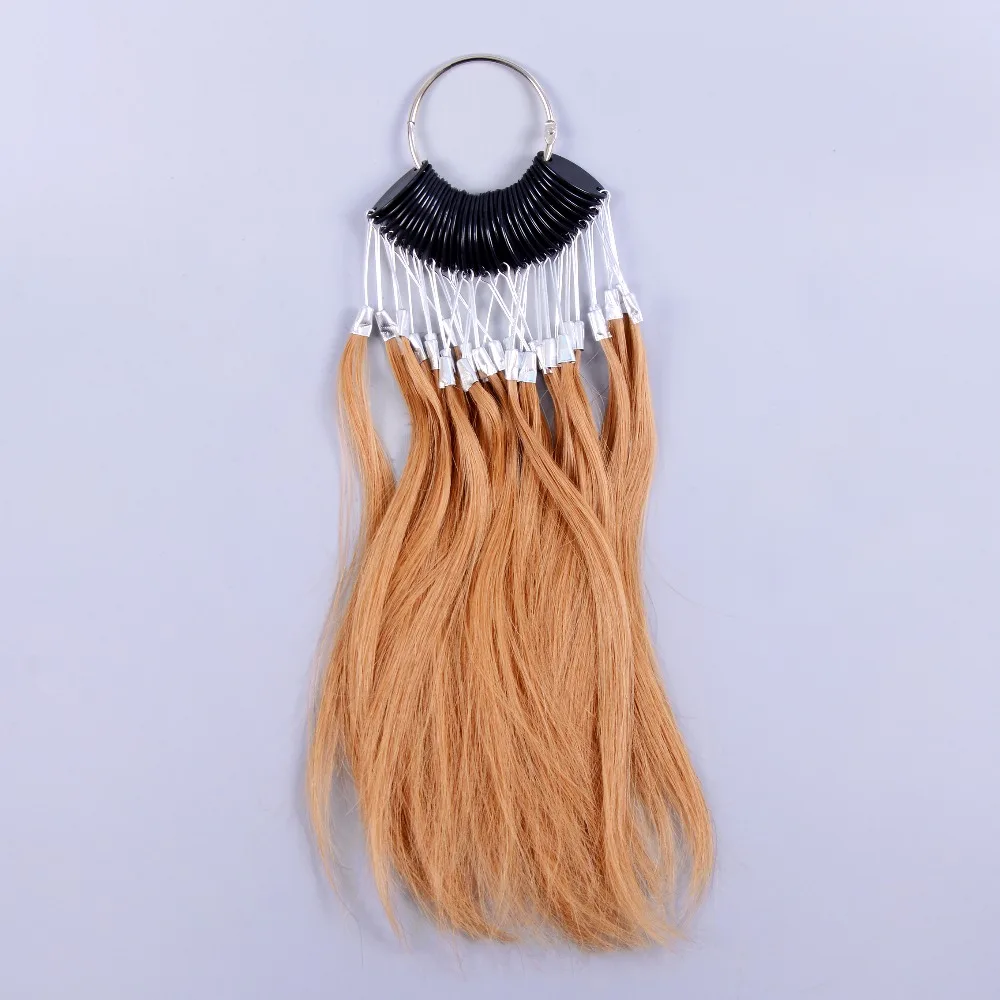 

30pcs/set 100% human Virgin Hair Light Brown Color Ring for Human Hair Extensions and Salon Hair Dyeing Sample,