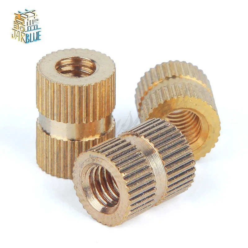 100pc M2 M2.5 Copper Inserts Brass Double Pass Knurl Nut Embedded Fastener