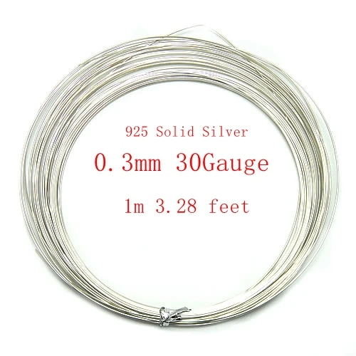 925 Solid Sterling Silver Wire,16 20 24Gauge, Half Hard Round Wire1M of 0.3 0.4 0.5 0.6 0.8 1mm Silver wire,Bead Wire