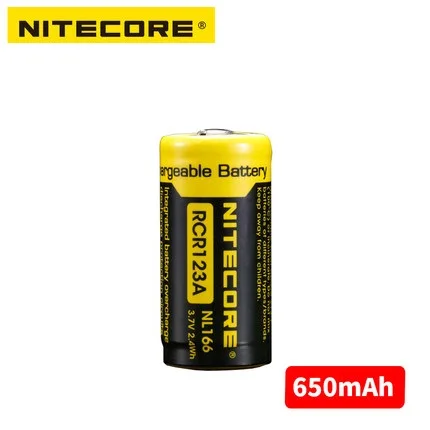 Nitecore NL166 16340 RCR123A 3.7V 2.4Wh 650mAh Lithium Rechargeable Battery