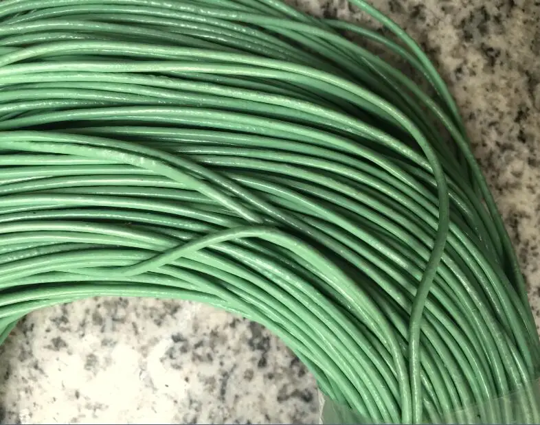 100Meters 2mm Mint Green Round Genuine leather Cord Thread Wire For Bracelet Necklace Jewelry Design