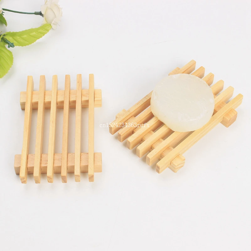 200pcs Wooden Soap Dish Tray Holder Storage Soap Rack Natural Bamboo Box Container for Bath Shower Bathroom Wholesale