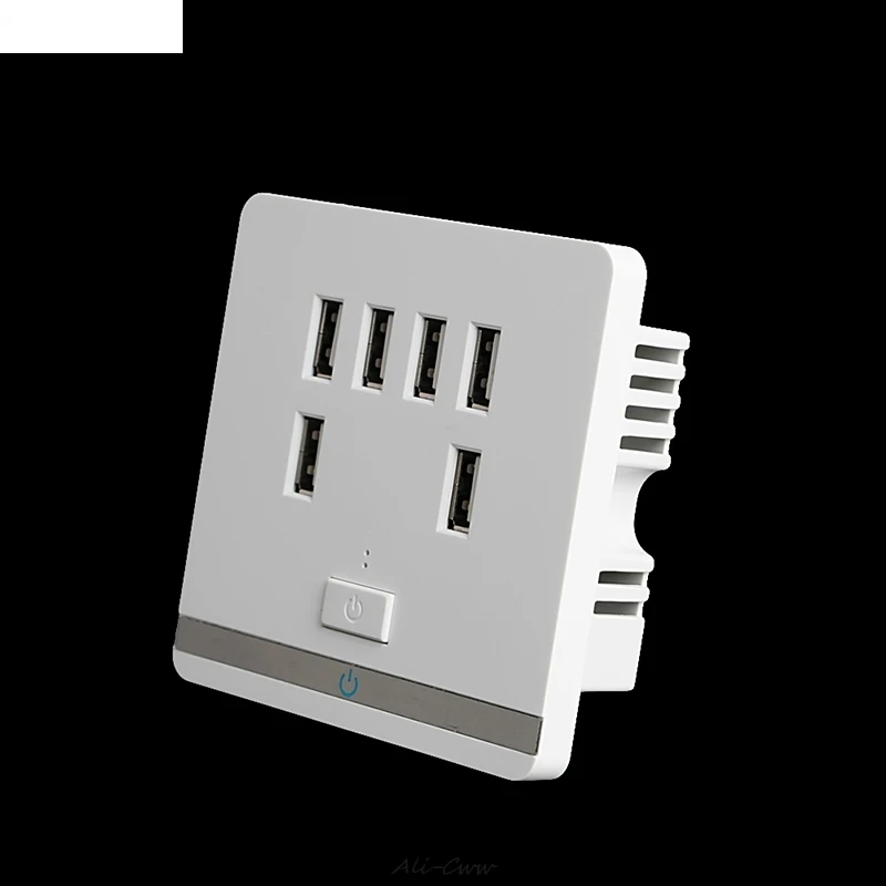 3.4A 6 Port USB Wall socket Outlet Charger Power Socket Receptacle Plate Panel Switch