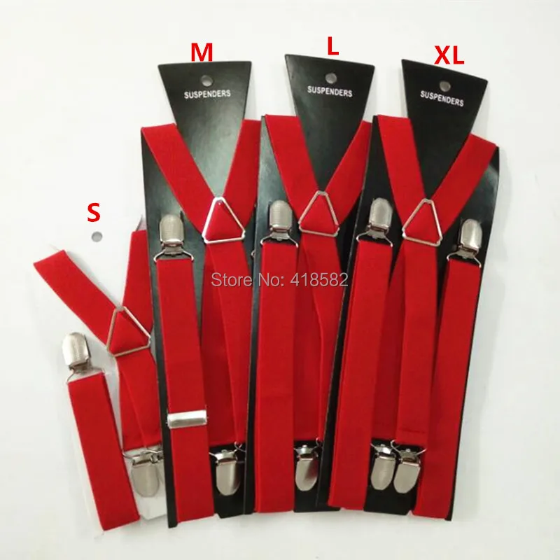 BD002-red baby suspender 4 clips -on 4 sizes for boys and girls men women X-back suspenders Elastic brace  free ship