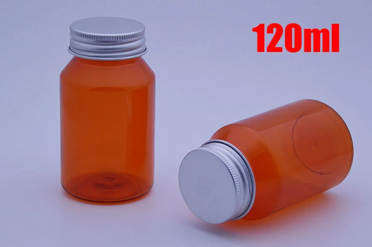 

20pcs 120ml Orange Color PET Medicine Bottles,Capsules/Pills/Powder/Vitamin Plastic Bottles--Silver Color Aluminum Caps