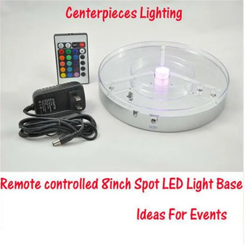 16 Colors Remote Controlled 8inch Spot Centerpiece LED Light Base Rechargeable Battery Operated for Wedding Reception Vase Decor