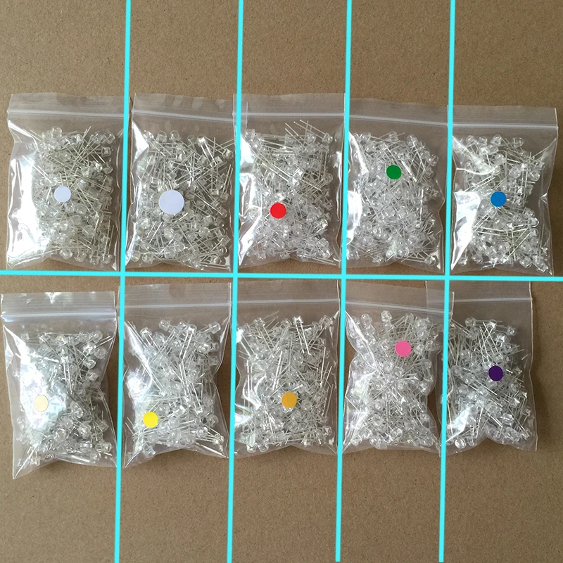 100pcs MIX 5mm LED F5 Assorted Kit Straw Hat Clear Warm White Green Red Blue UV Yellow Orange Pink DIY Light Emitting Diode Set