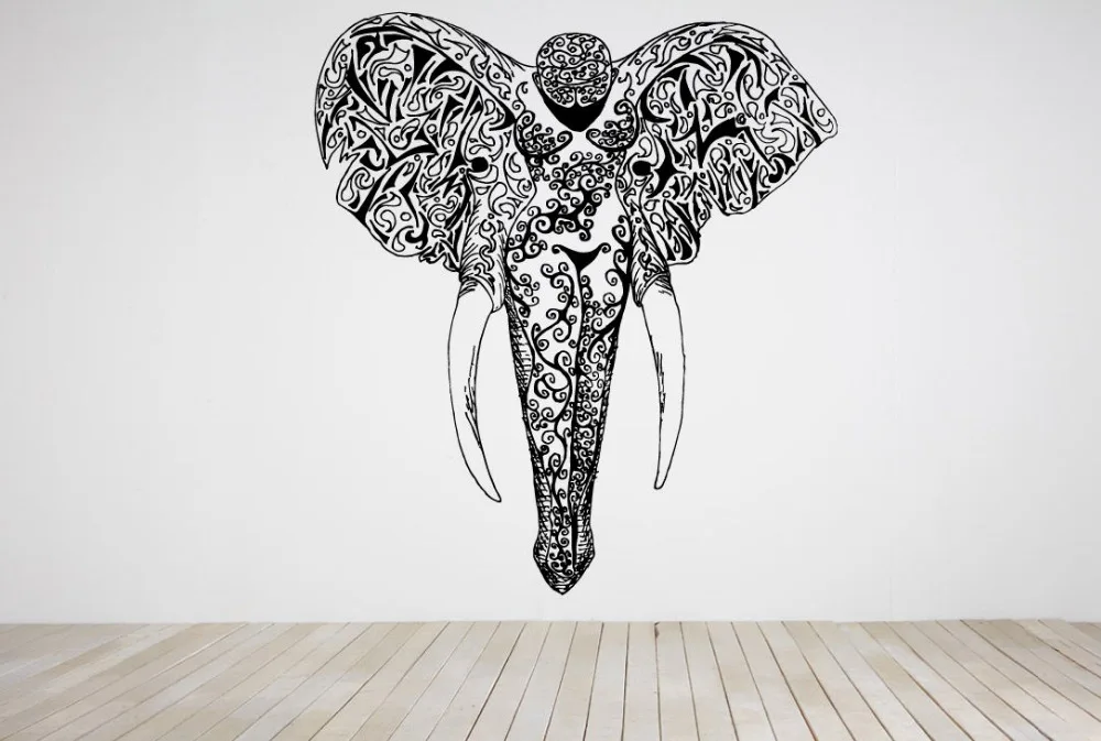 

Removable Wall Stickers Wall Room Decor Art Vinyl Decal Sticker Mural Elephant Head Body Large Big Waterproof Wallpaper D235