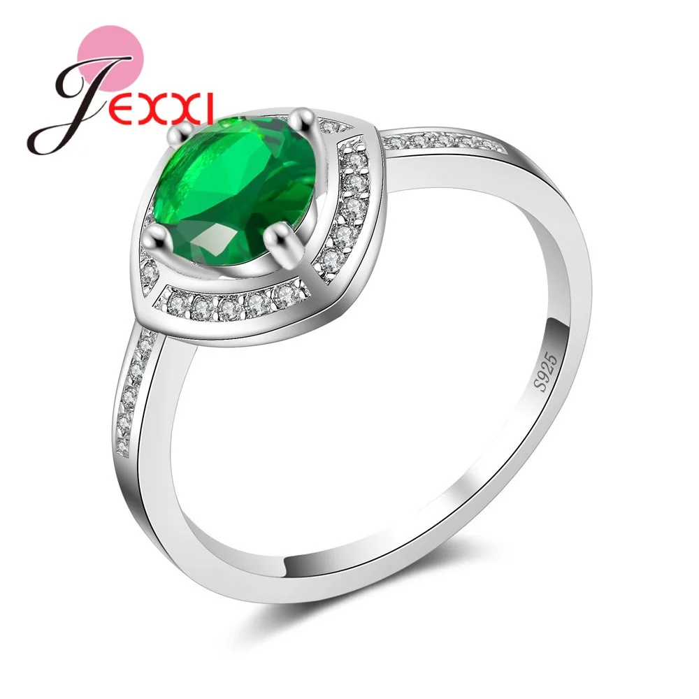 

Vintage Geometry 925 Sterling Silver Valentine's Day Gifts For Women Men Green AAA+ Cubic Zirconia Wedding Rings Female