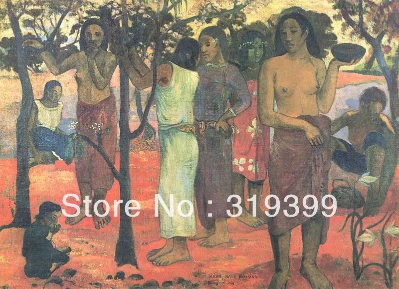 Oil Painting Reproduction on Linen canvas,Herrliche Tage by paul gauguin,100% handmade,Free Shipping,Museum quality