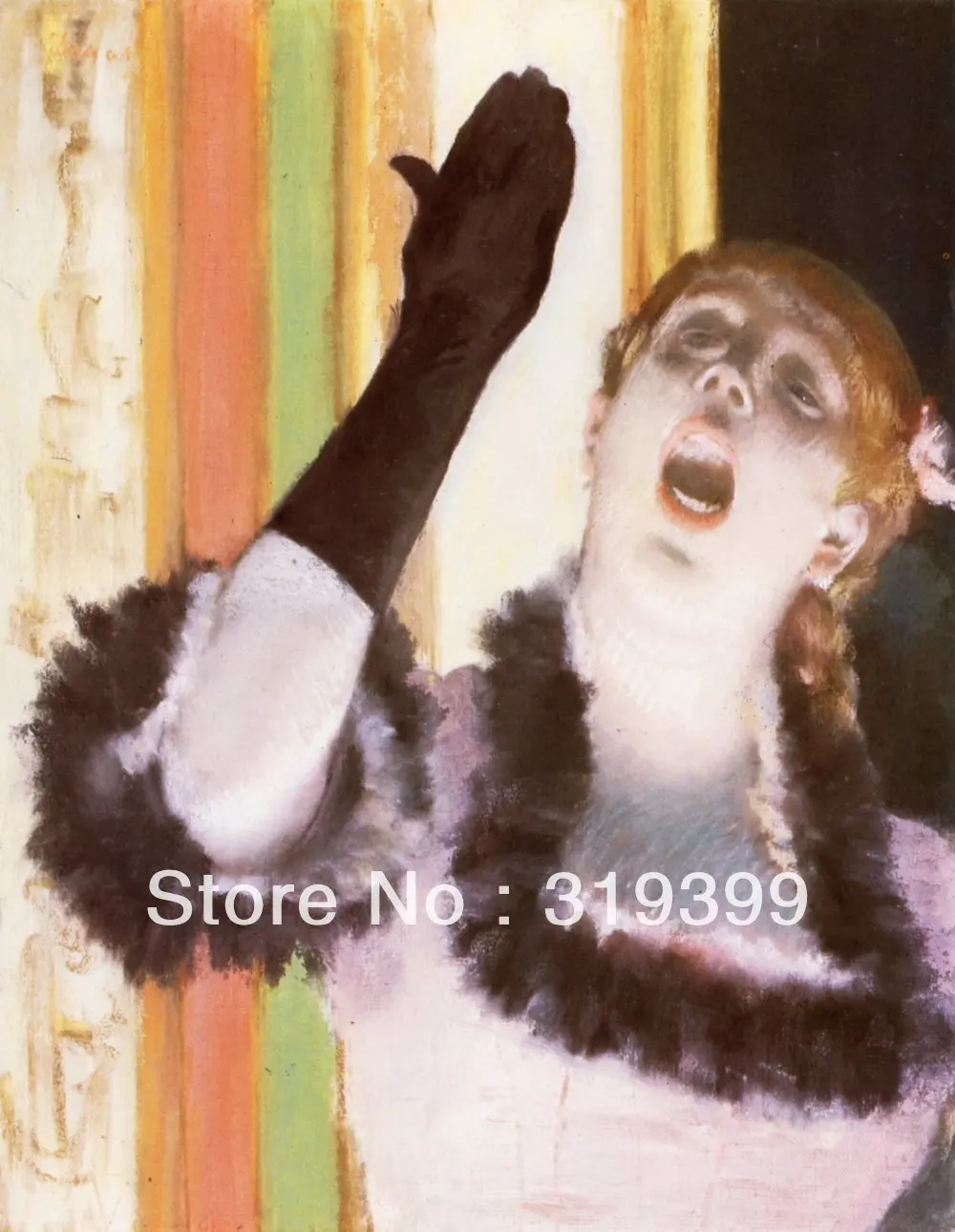 Oil Painting Reproduction on Linen Canvas,Singer with a glove by edgar degas ,Free Shipping,100% handmade,Museum quality