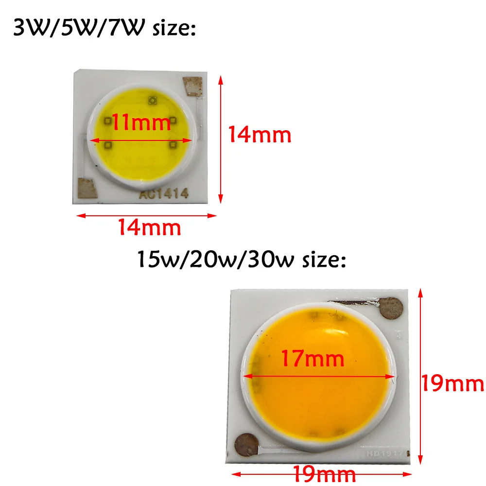 10pcs 220v led COB 3W 5W 7W 15W 18W 20W 30W integrated IC driver for spot light bulb ceiling lamp down light LED COB Chip Lamp