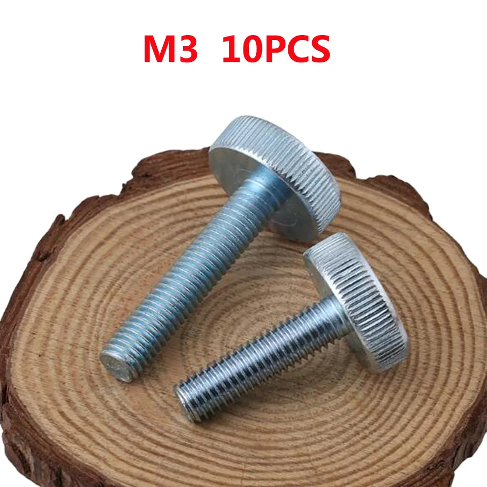 10PCS GB835 M3x30mm Length 5 6 8 10 12 14 16 18 20 25 30 mm Knurling Flat Head Knurled Thumb Screw Hand Tighten Computer Screws