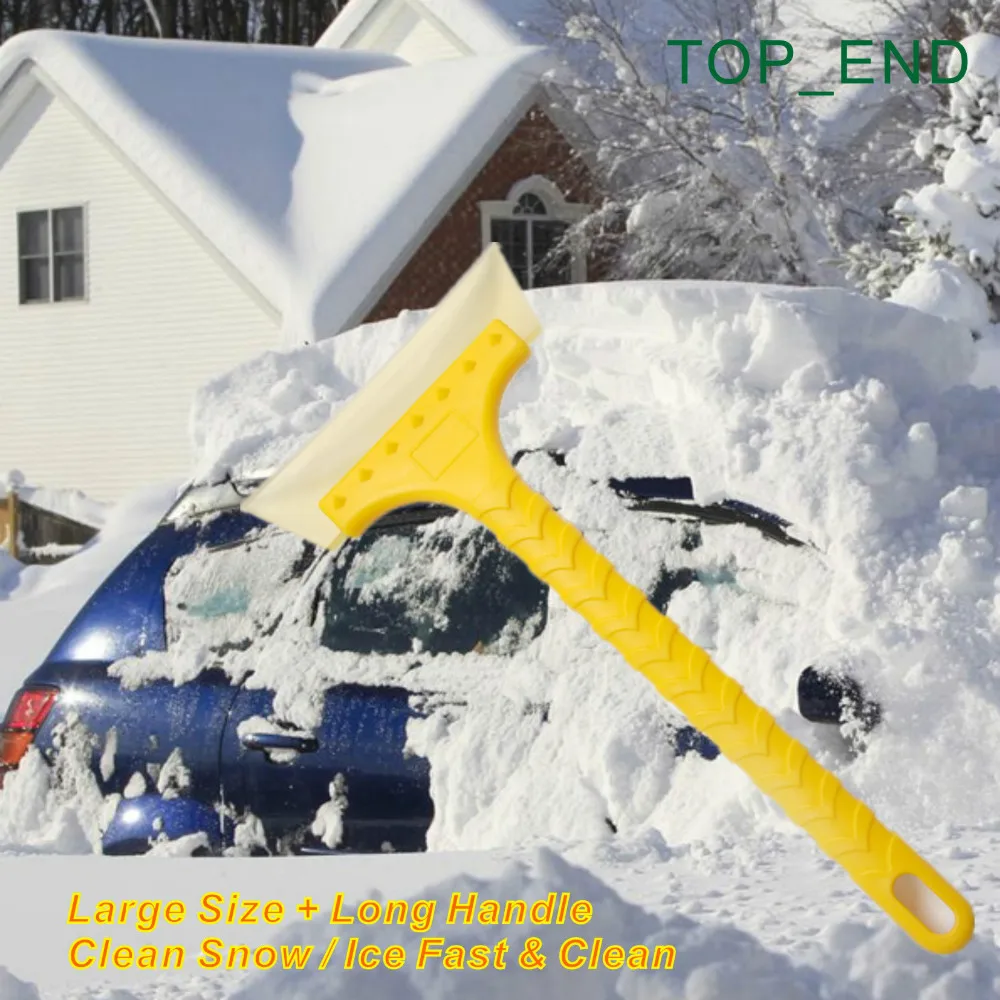 Portable Beef Tendon Ice/Snow Scraper,Large Size,Long Yellow Handle,Clean Window Fast,A Recommended Tool For Your Car In Winter