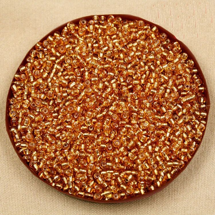 

80g/lot 3mm Gold Yellow selection DIY Glass Loose Seed Beads with silver inner line for DIY Craft CN-B001