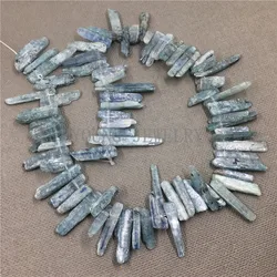 MY0797 Mystic Green Kyanite Pillar Beads,Mix Sizes Cyanite Spike Point Beads,Raw Quartz Drilled Necklace Beads