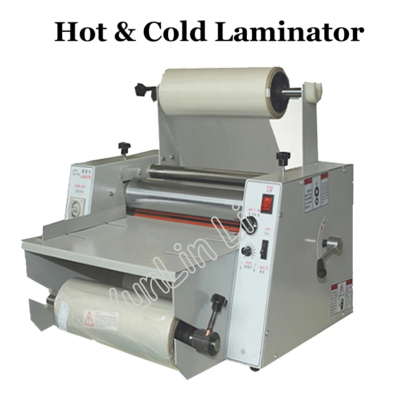 110V/220V Rolle Laminator 15 Zoll 380mm Heavy Duty Stahl Roller Kalten Heißer Thermische 2 Funktion geschwindigkeit Einzustellen Kalt Laminieren Maschine