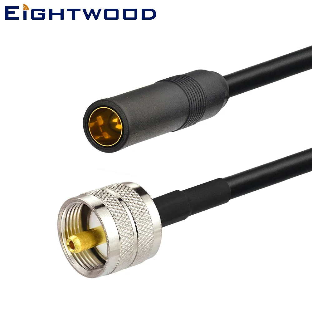 Eightwood Car Mobile Radio AM/FM Antenna Aerial RG58 Extension Cable PL259 UHF Male to DIN Female Connector Length 12