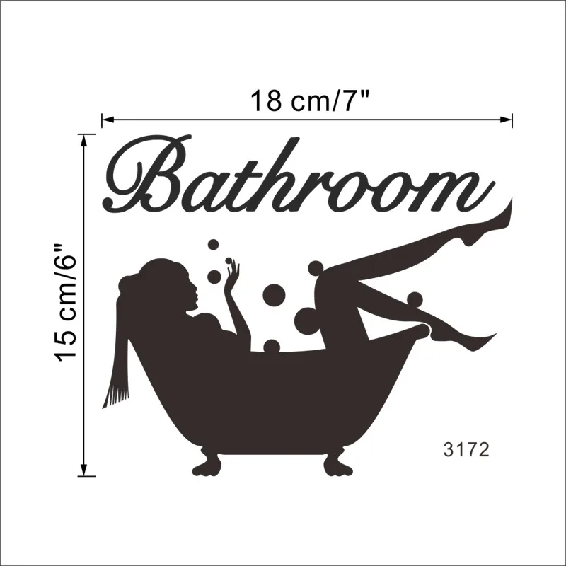 Woman Bathing Pattern Vinyl Stickers For Bathroom Shower Roon Door Decoration Creative Wall Mural Art Diy Home Decals