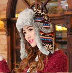 Winter Hats For Men Women Bomber Hat Fur Hat With Ears Cap With Ear Flags Russian Hat Gorras Chapeu Snow Caps Earflap Ski