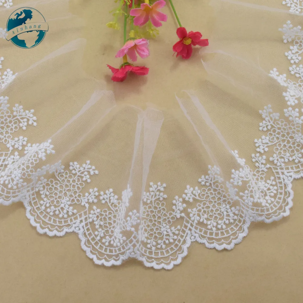 5 yards 11 centimetri di cotone bianco ricamato nastro di pizzo guipure assetto FAI DA TE Accessori da sposa bambole africano del merletto francese