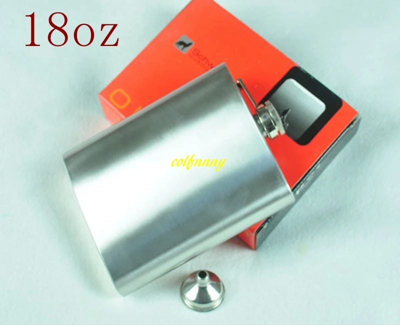 100pcs/lot Fast shipping 18 oz Stainless Steel Hip Flask Portable 18oz Pocket Liquor bottle With retail box for Travel